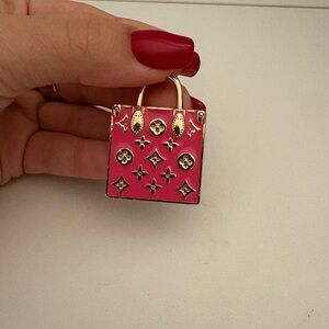 Pink Designer Mini Bag Charm LV